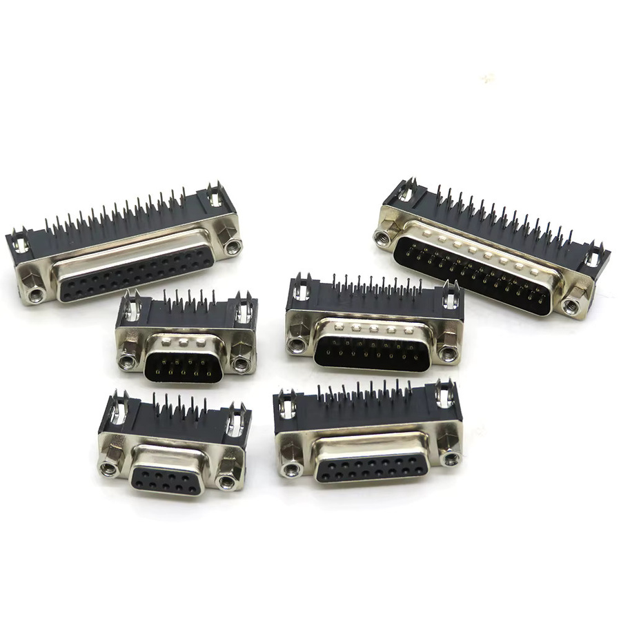 5er Set D-Sub Stecker Set DR9 DR15 DR25 DR37 mit Loch und Pin sowie rechtwinklig geschweißten Adaptern für RS232 serielle Ports in Silber - Bild 2