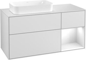 V&B Waschtischunterschrank Finion mit Wandbeleuchtung, Farbe Weiß lackiert, Breite: 120 cm - Bild 1