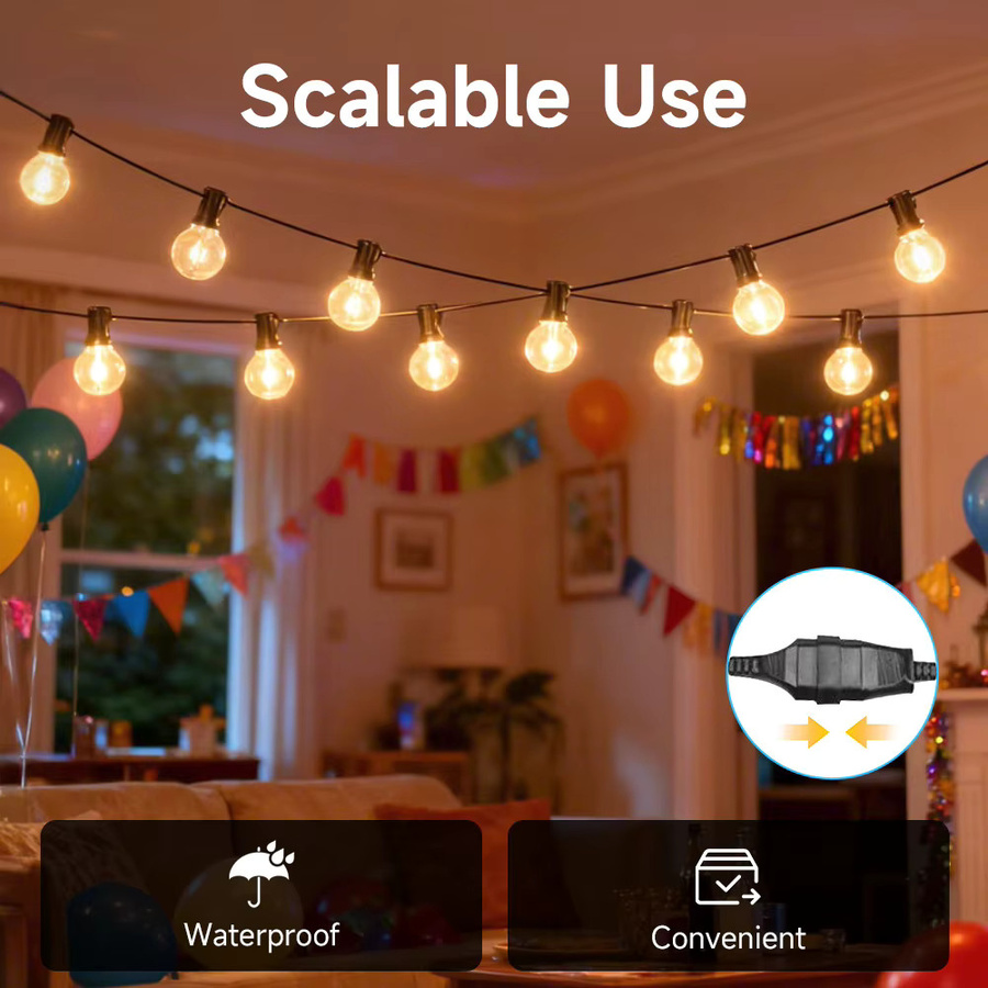 CANMEIJIA LED Lichterkette Warmweiß Transparent für Garten, Party und Camping, Wasserdicht Outdoor Dekoration - Bild 4