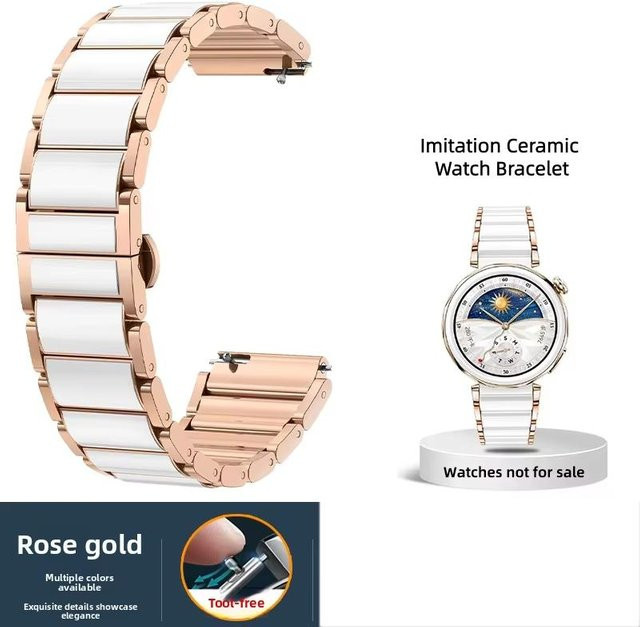 zhuolei Uhrenarmband Keramik, Roségold, Damen, 18 mm - Bild 1