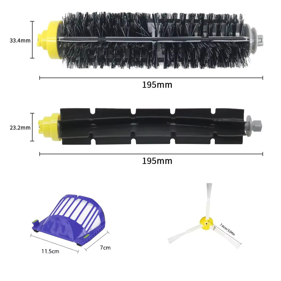 Ersatzteil-Set mit Borstenbürste, Schlagbürste und Filter für iRobot Roomba Roboterstaubsauger der 500, 600 und 690 Serie, Multicolor - Bild 2