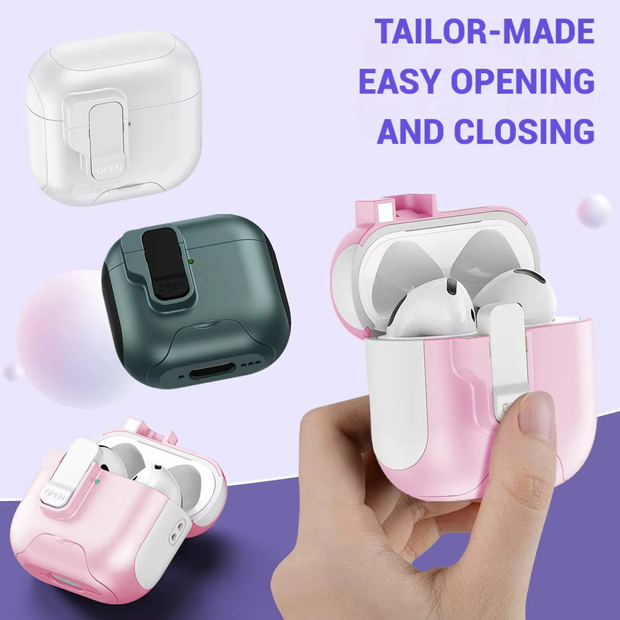 Apple Schutzhülle für AirPods in Weiß mit magnetischer Sicherheitsverschlussabdeckung und Trageschlaufe - Bild 2