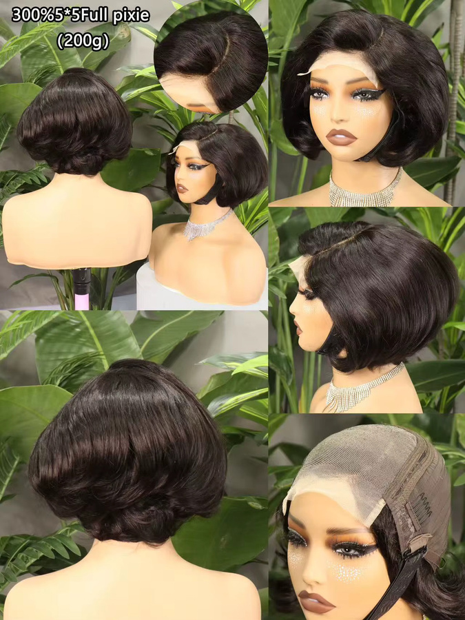MISHELL Perücke, Pixie Cut Bob, Remy Echthaar, wellig, Damen - Bild 5