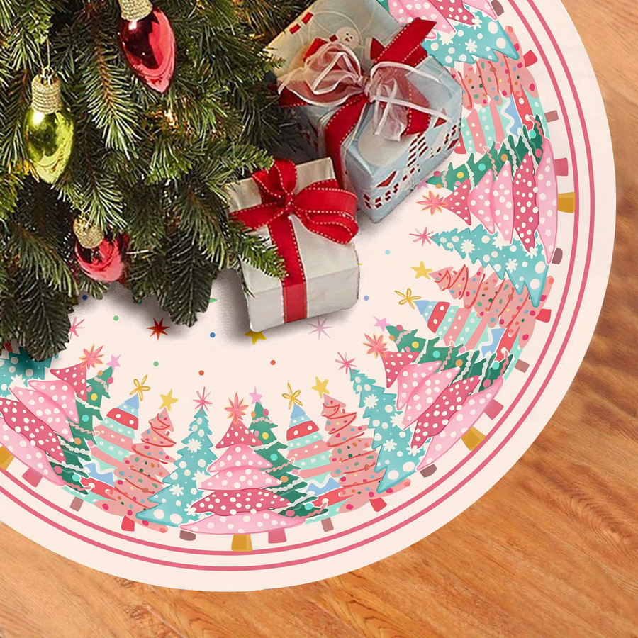 VIKAMA Weihnachtsbaumrock in Rosa im ländlichen Stil mit floralem Design - Bild 5