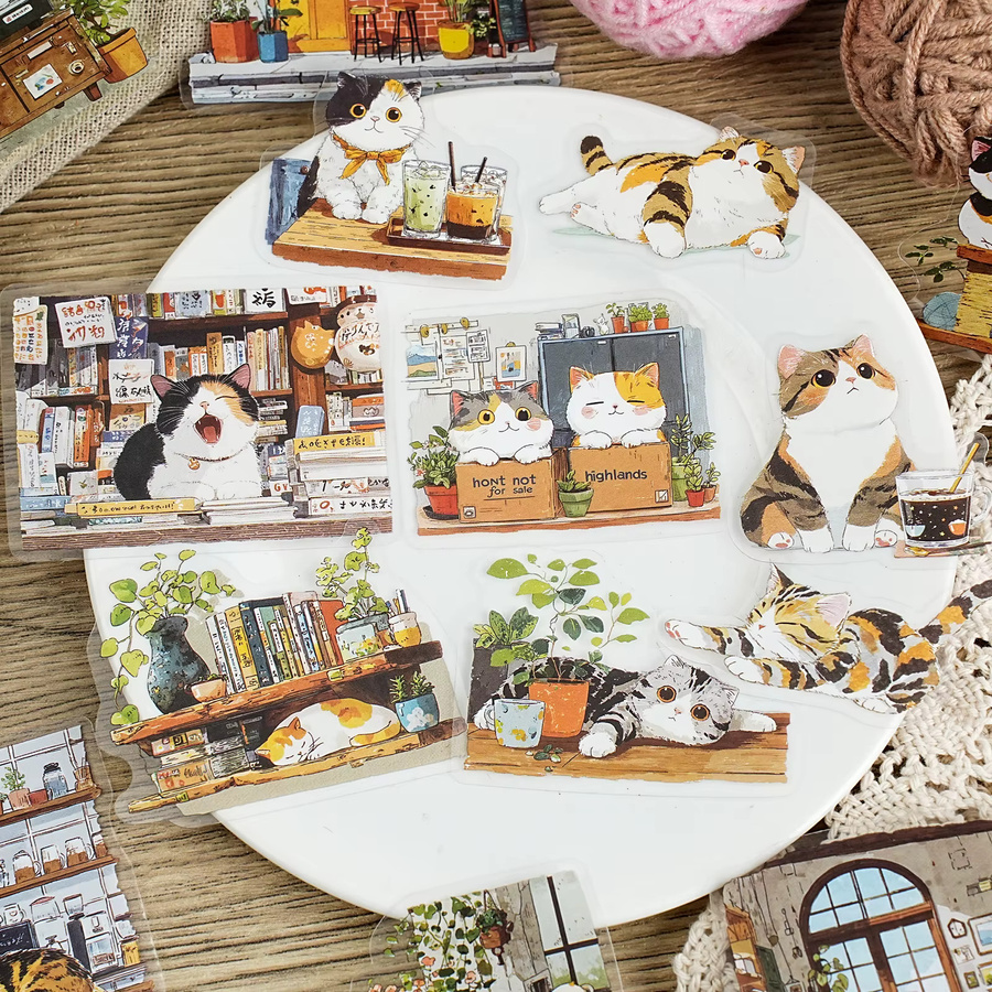 mr.paper Kawaii Cartoon Katze Aufkleber Set, 15 Beutel, Multicolour, PET Aufkleber für DIY Handwerk und Scrapbooking - Bild 2