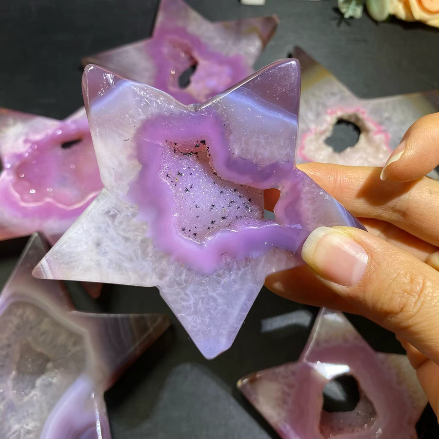 CrystalHola Druzy Pink Achat Stern in Kristallform - Bild 3