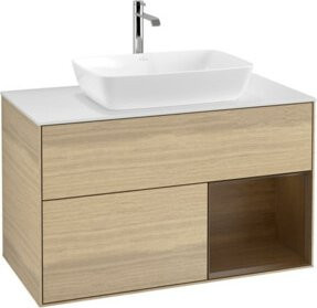 V&B Waschtischunterschrank Finion 100 mit Wandbeleuchtung in Weiß, B/T/H: 100 x 50,1 x 50,1 cm - Bild 1