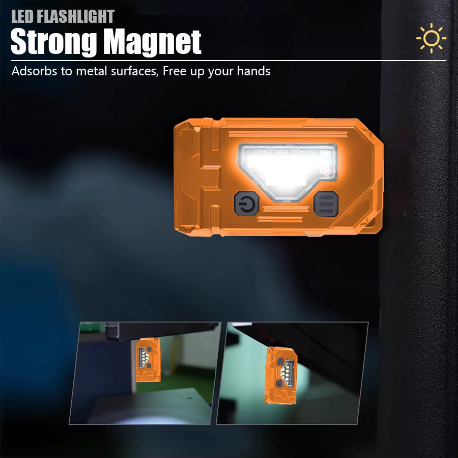 Heinast Mini-Schlüsselanhänger LED-Taschenlampe, wiederaufladbare EDC-Taschenlampe mit Magnet und Stiftclip in Orange - Bild 4