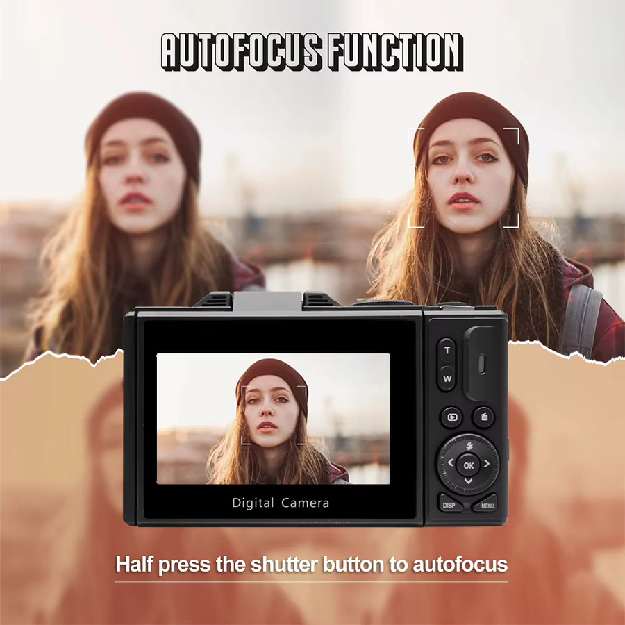 Ourlife Kompakte digitale 4K Fotokamera mit 18X Digitalzoom, WiFi und 180 Grad Flip-Screen, Schwarz - Bild 5