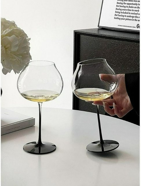 Luxuriöses Champagnerglas aus Kristallglas mit schwarzem Stiel, transparent - Bild 1