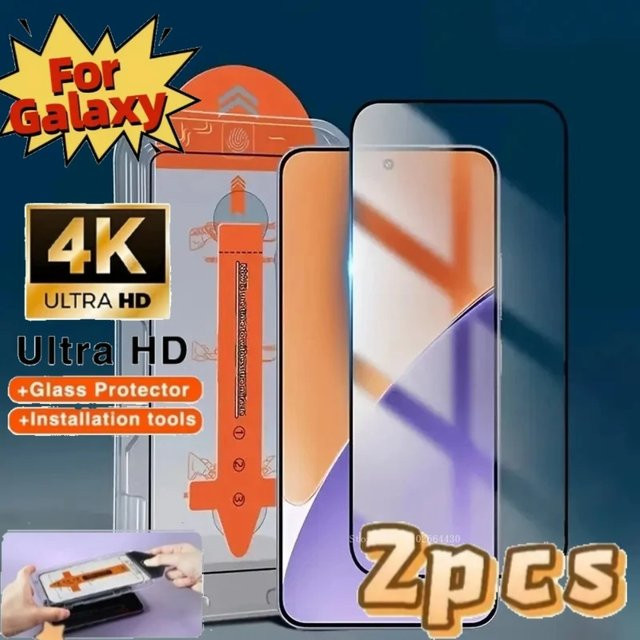 Samsung Displayschutzfolie aus gehärtetem Glas Full Cover für Galaxy S25 S24 Ultra S23 S22 Plus S21 in Transparent - Bild 1