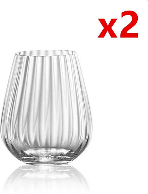 Yiran Furniture Prisma Stielloses Weinglas mit Streifen-Design, Transparent, 430ml - Bild 1