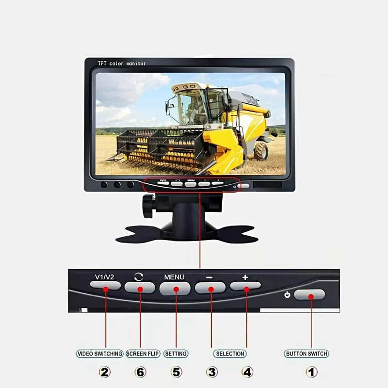 Bileeko 7-Zoll-Automonitor mit 8-LED-LKW-Kamera in Schwarz, universelles Plug-and-Play mit Weitwinkel und 10m Videokabel - Bild 4