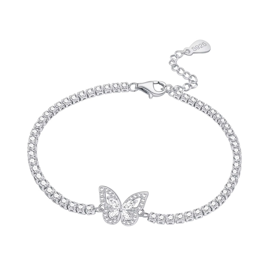 MISEFF Tennisarmband 925 Silber, Schmetterling-Anhänger, Zirkonia - Bild 1