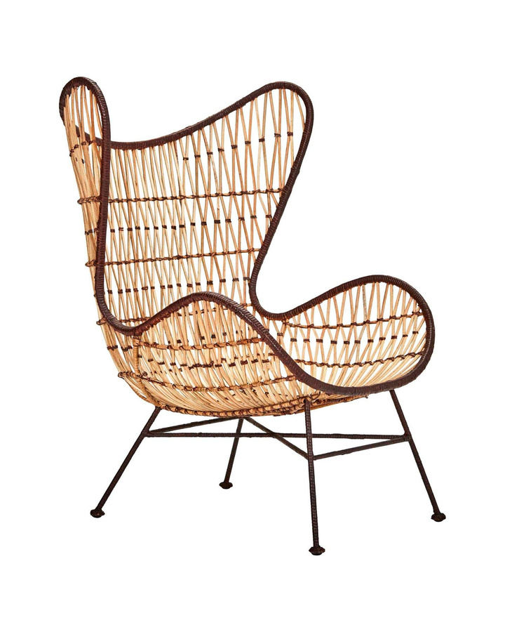 House Doctor Lounge Stuhl Flow aus Rattan und Eisen in Natur mit Armlehnen - Bild 1