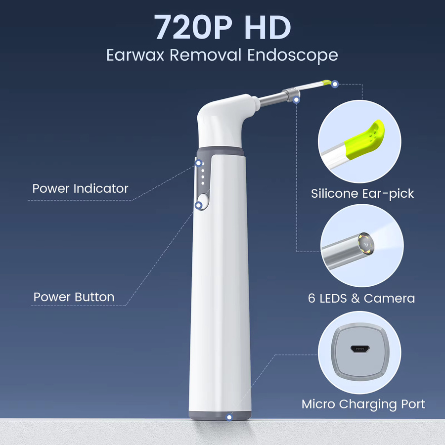 REYUECAM Drahtlose Otoskop-Ohrkamera in Weiß mit 1080P HD, 3,9 mm Kameraöffnung, WiFi und 6 LED-Leuchten für Android und iPhone - Bild 2