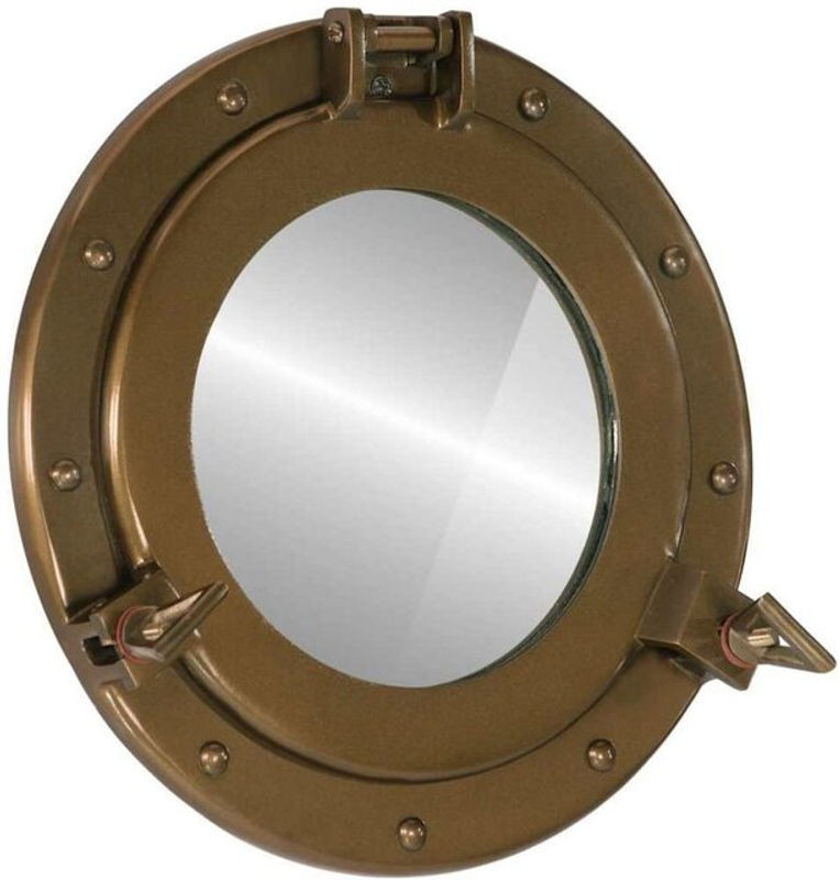 Vidaxl Bullaugen-Spiegel zur Wandmontage aus Glas und Metall in Gold, Durchmesser: 30 cm - Bild 1