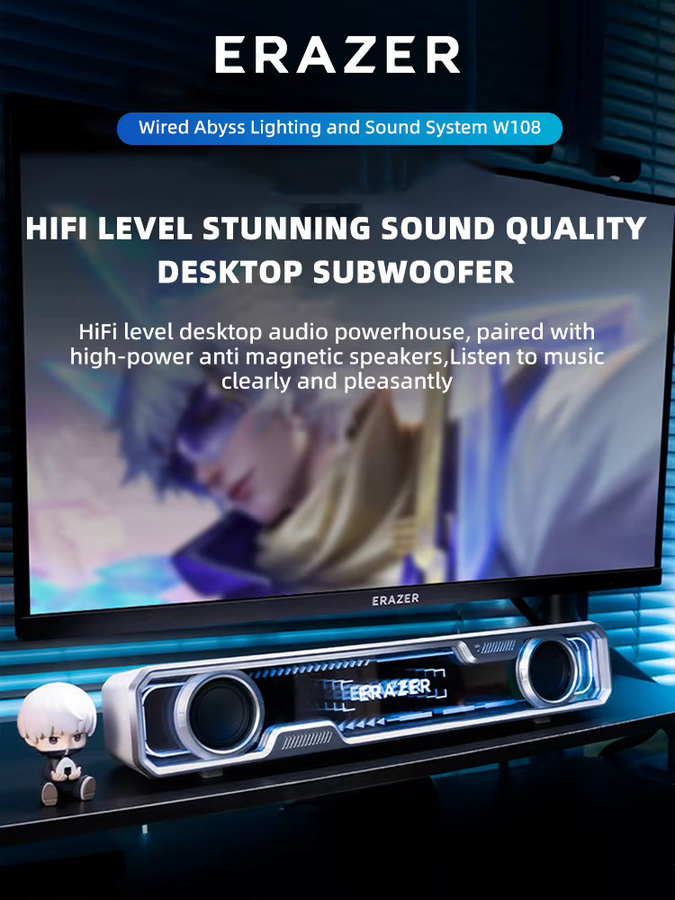 Lenovo W108 Bluetooth Lautsprecher mit RGB Lichteffekten und Dual Bass Membran für HIFI Stereo Surround Sound in Schwarz oder Weiß - Bild 3