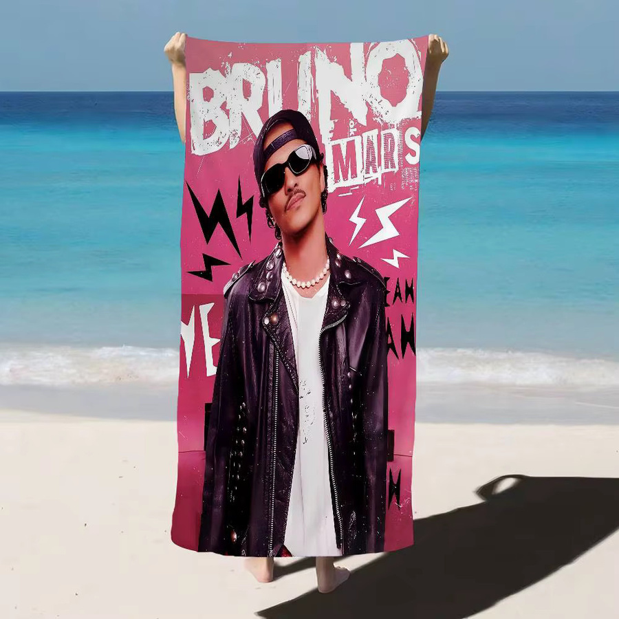 Singer B-Bruno M-Mars Mikrofaserdecke als saugfähiges und schnell trocknendes Strandtuch in Übergröße - Bild 3