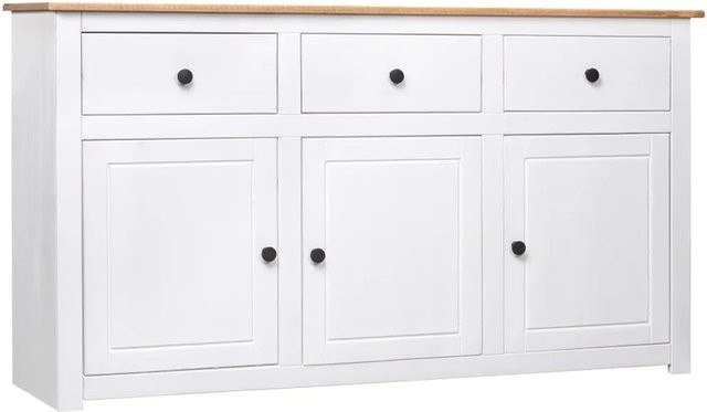 vidaXL Sideboard Panama aus Kiefernholz in Weiß und Braun, B/T/H: 135 x 40 x 80 cm - Bild 1
