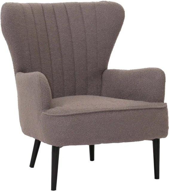 MCW Lounge-Sessel K37 als Cocktail- und Ohrensessel im Retro-Vintage-Stil aus hellgrauem Bouclé-Stoff mit Öko-Tex Zertifizierung - Bild 2