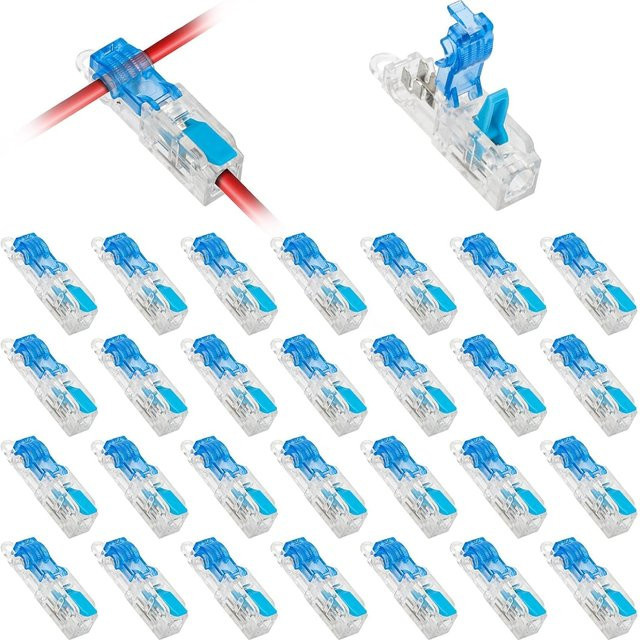 AOKIN T-Tap Drahtverbinder Set, 30 Stück Quick Connect Niederspannungsverbinder für 20–14 AWG, lötfreie Drahtspleißverbinder zum Einstecken - Bild 1