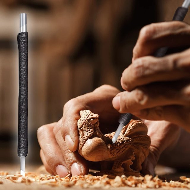 10-teiliges Schnitzmeißel-Set aus gehärtetem Wolframstahl in Silber für Gravurarbeiten an Stein, Holz und Metall - Bild 1