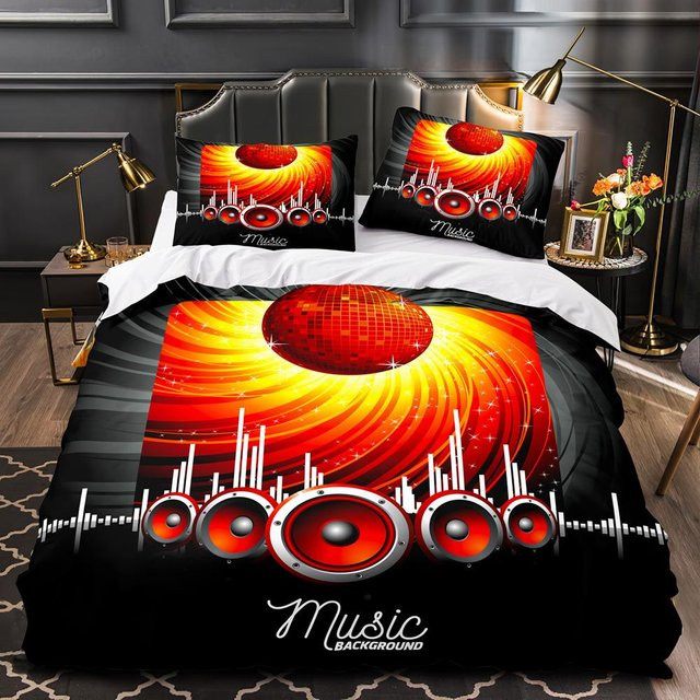Alida Bettwäsche-Set mit Musik-Motiv aus Mikrofaser, Multicolor, B/H: 100 x 135 cm - Bild 1