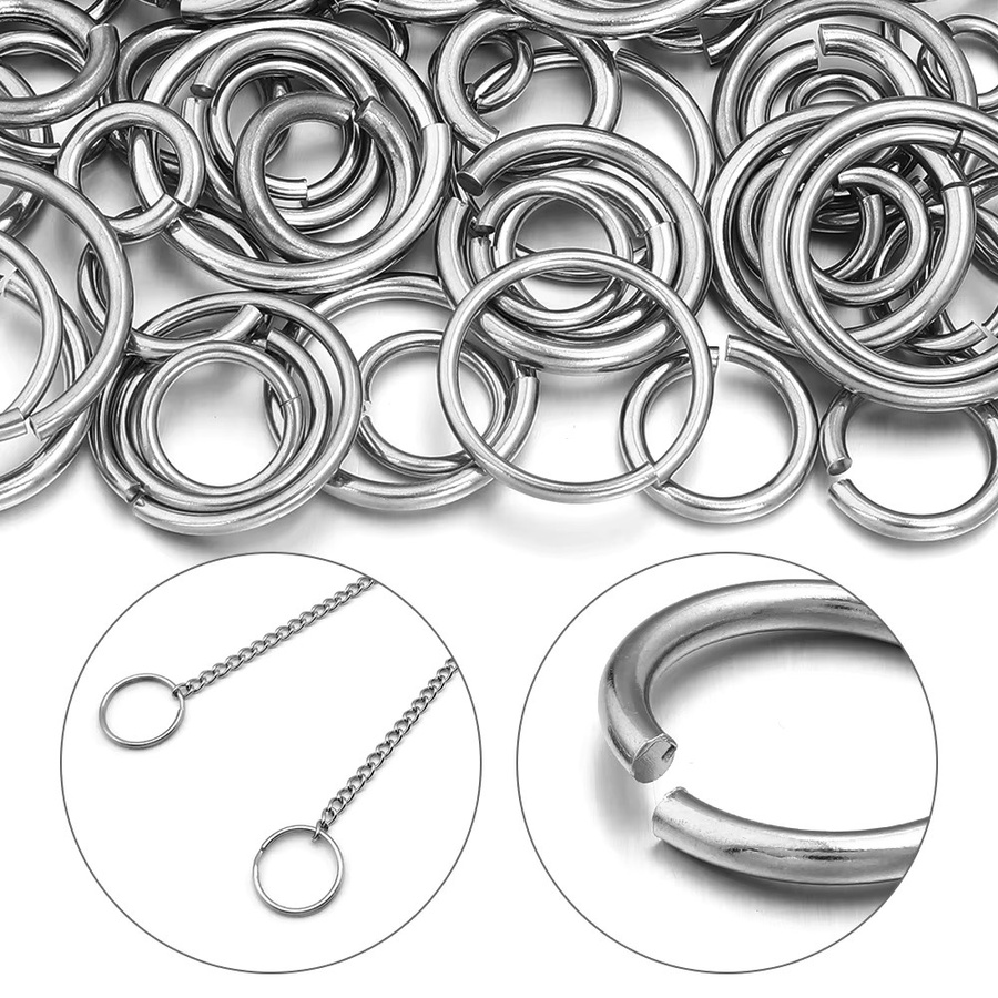 louleur Binderinge Edelstahl, Runde Split Ring Anschlüsse, Unisex - Bild 3