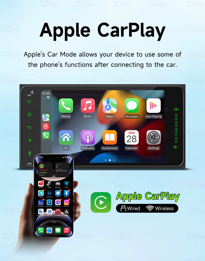 BQCC 7 Zoll Auto Stereo Multimedia Player mit CarPlay und Android Auto in Schwarz für Toyota Corolla Vios Crown Camry Hiace Previa und RAV4 - Bild 2