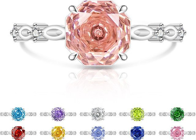 yiwanwan Damenring, 925 Silber, Rosenschliff - Bild 1