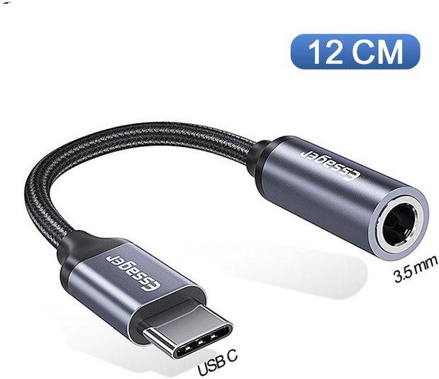 Essager USB Typ-C auf 3,5 mm Klinke Adapter für Kopfhörer und Headsets in Dunkelgrau - Bild 1