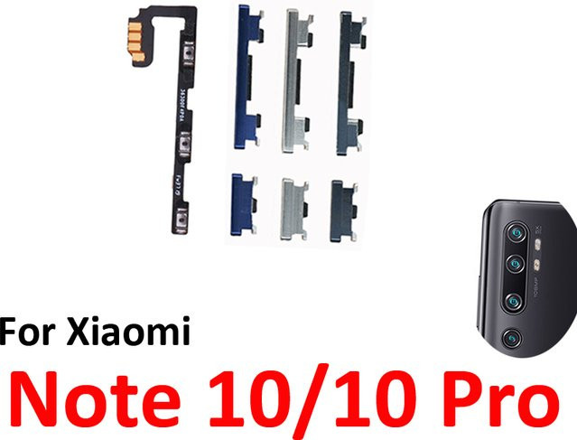 Xiaomi Mi Note 10 Pro Ersatzteil-Set mit externen Tasten und internem Flexkabel für Ein/Aus- und Lautstärketasten in Schwarz - Bild 1