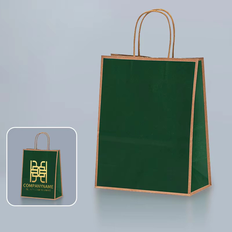 50 Stück Kraftpapiertüten mit Goldrand in Braun, Gold und Grün für Kosmetik, Bekleidung und Geschenke - Bild 2