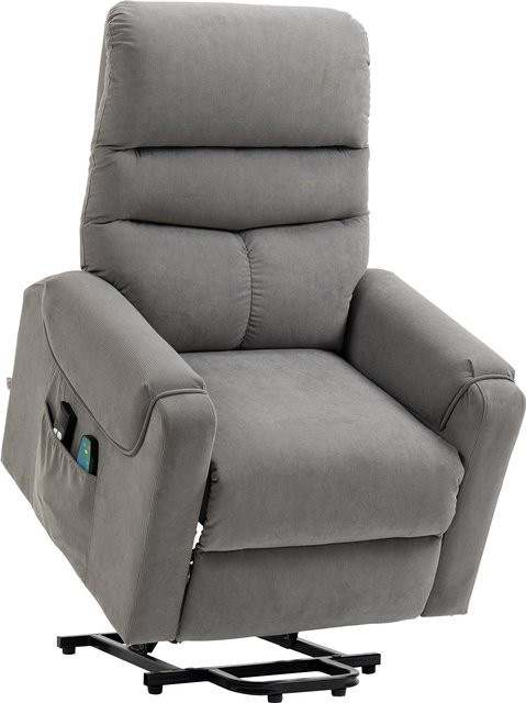 HOMCOM Fernsehsessel mit Massagefunktion und Aufstehhilfe, elektrisch verstellbar mit Heizung und Liegefunktion, grau, B/T/H: 79 x 97 x 103 cm - Bild 1