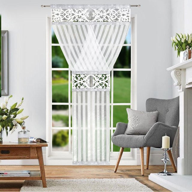 FLYINGCURTAINS Halbtransparente Vorhänge im europäischen minimalistischen Stil, Weiß - Bild 1