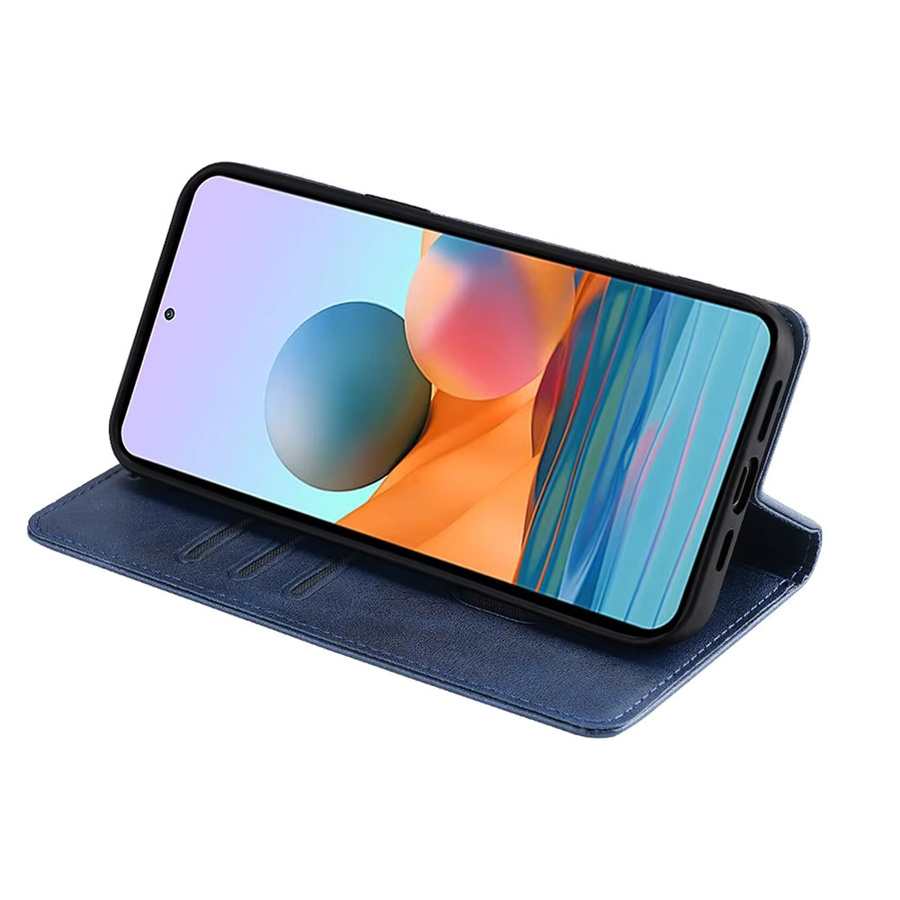 Retro Leder-Flipcase mit Magnetverschluss für Xiaomi Redmi Note 10 Pro Serie in Schwarz und Blau - Bild 3