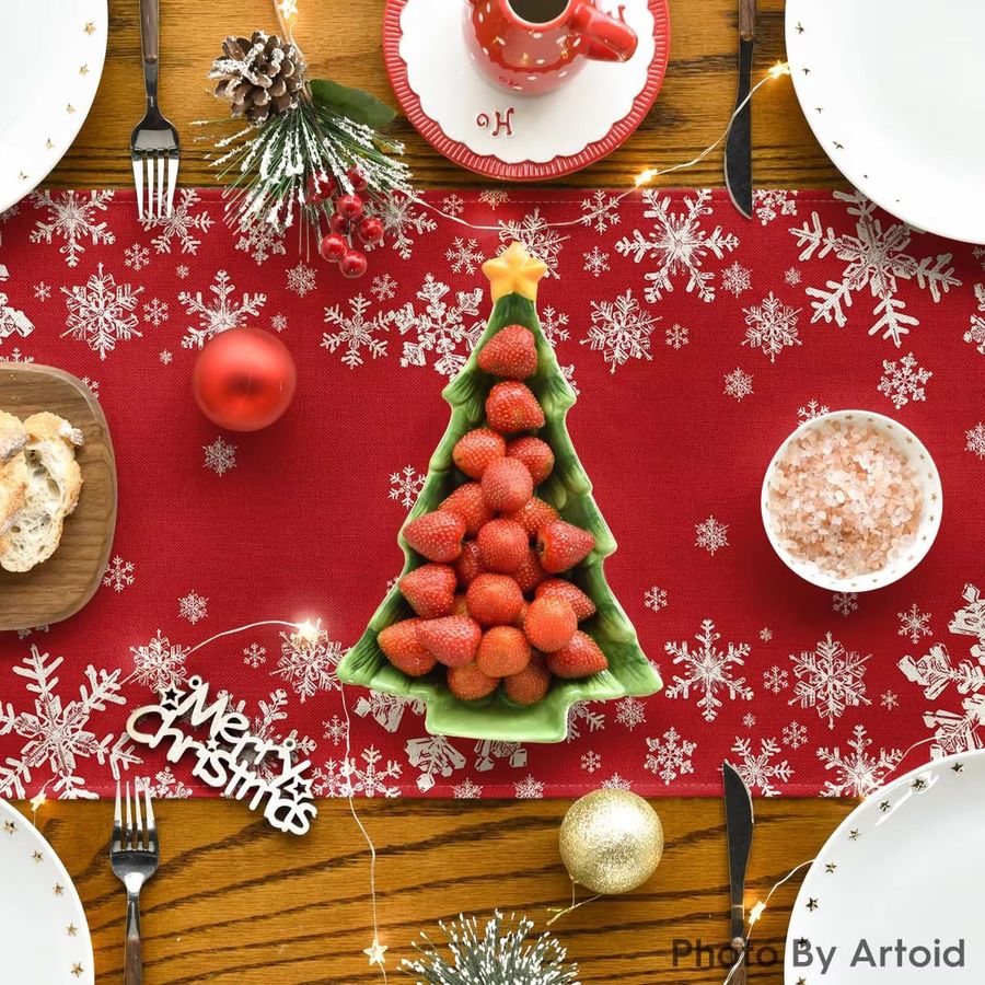 VIKAMA Tischläufer für Weihnachten und Winter als ästhetische Tischdekoration - Bild 3