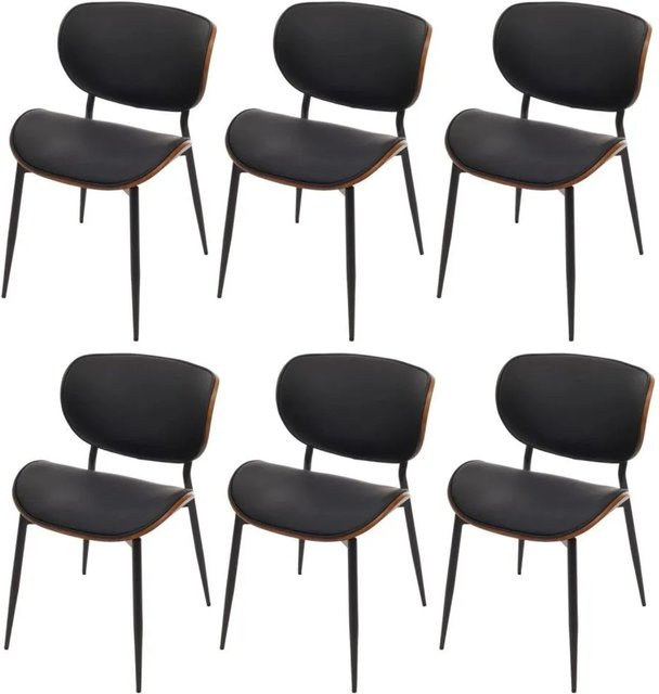 6er-Set MCW Esszimmerstühle O45 aus Bugholz mit Kunstleder in Walnuss-Optik und Schwarz - Bild 2