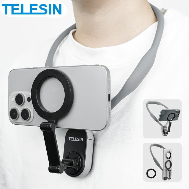 TELESIN Silikon-Magnethalterung mit Schnellverschluss für iPhone, Samsung, Huawei und Xiaomi in Grau - Bild 1