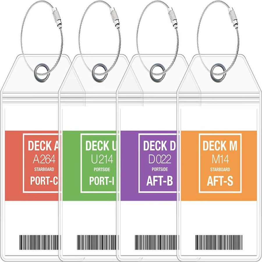 Wasserdichte Zip Seal Beutel für Kreuzfahrt Gepäckanhänger und Schiffstickets mit Stahldraht-Halterung, transparent, PVC - Bild 3