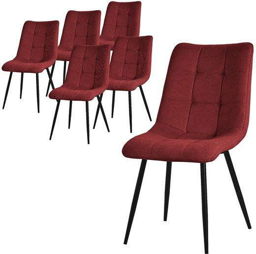 ML-Design Esszimmerstühle 6er Set Rot mit Polyesterbezug und Stahlbeinen - Bild 1