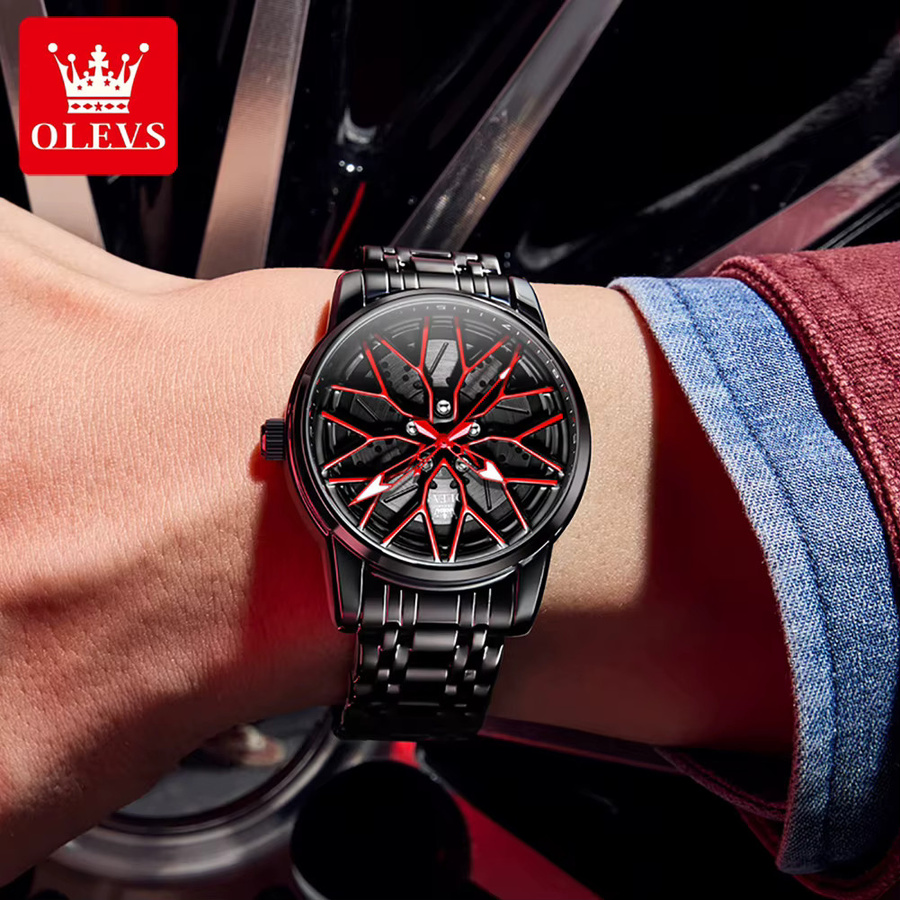 OLEVS Herrenuhr, Skelett, Quarz, Edelstahl, Blau, Schwarz, Herren - Bild 4