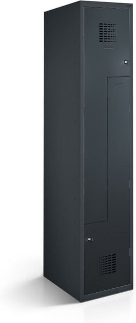 rotstahl Z-Spind mit 2 Türen in Anthrazit, B/T/H: 40 x 50 x 180 cm - Bild 1