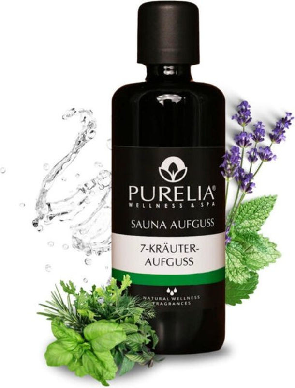 Purelia Saunaaufguss Konzentrat mit 7 Kräutern und reinen ätherischen Ölen, 100 ml - Bild 1
