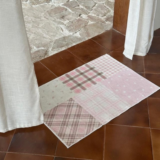 VIKAMA Ins Wind Bunter Teppich im Patchwork-Design, rutschfest und verschleißfest, nordischer Landhausstil für Wohnzimmer, Schlafzimmer oder Flur, Mehrfarbig - Bild 1