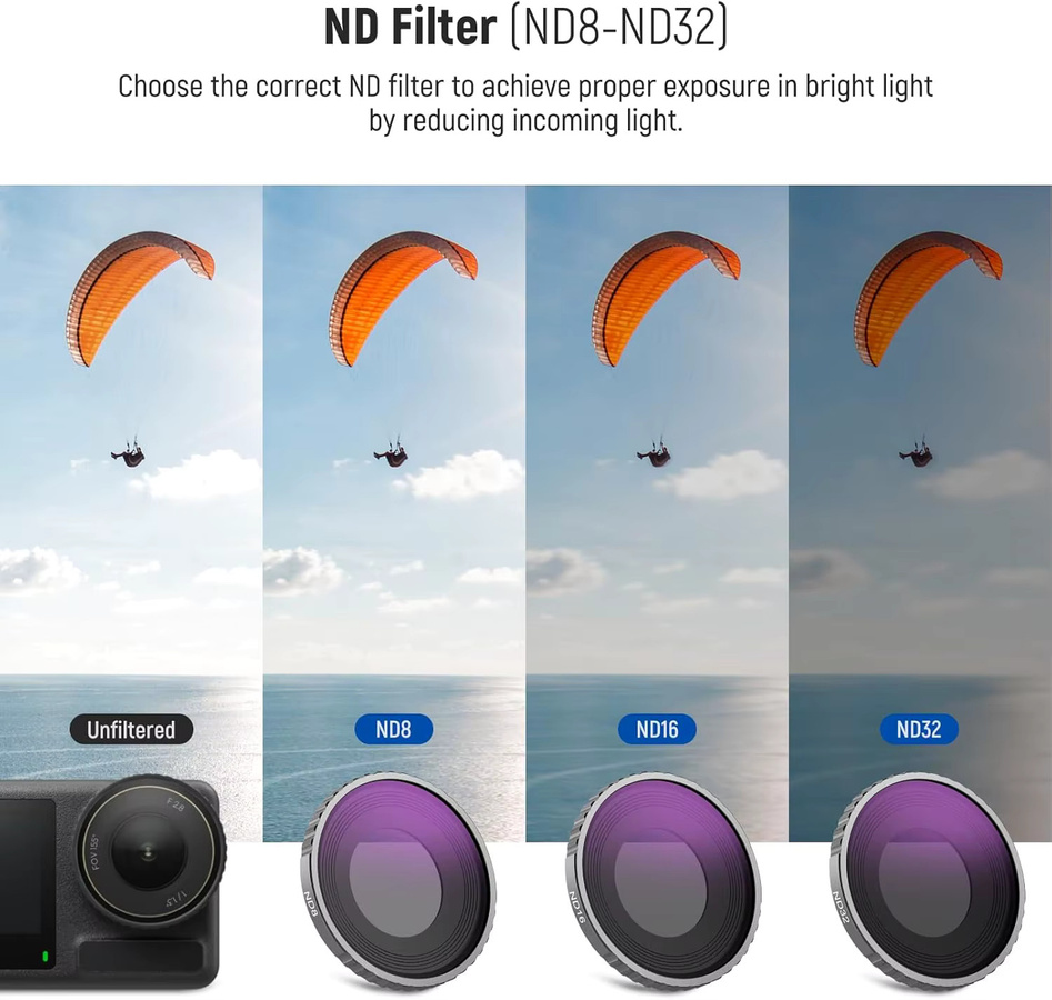 NEEWER 4er-Pack ND-Filter Set ND8 ND16 ND32 CPL für DJI Osmo Action 4 mit HD mehrfach beschichtetem optischem Glas - Bild 4