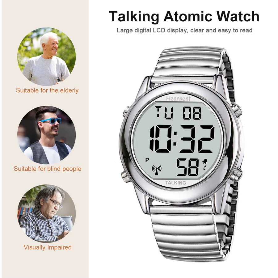 Hearkent Digitaluhr, Edelstahl, Silber, Herren, Alarm - Bild 4