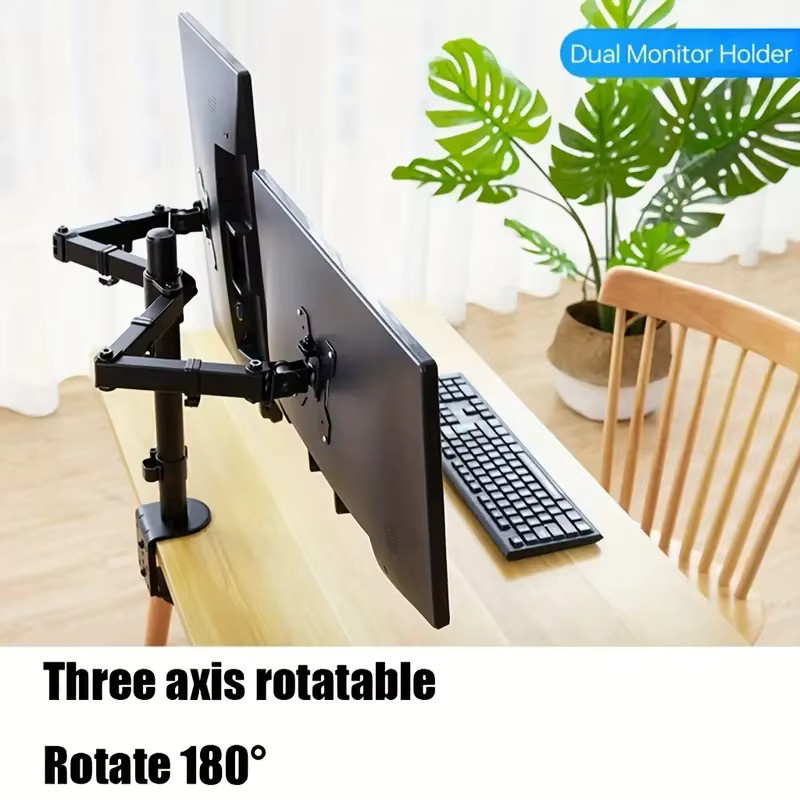 BEISHI Dual-Monitorständer für 14-27 Zoll LCD-LED-Bildschirme, ergonomischer Monitorarm in Schwarz mit 10 kg Tragkraft und VESA 400x400mm - Bild 5