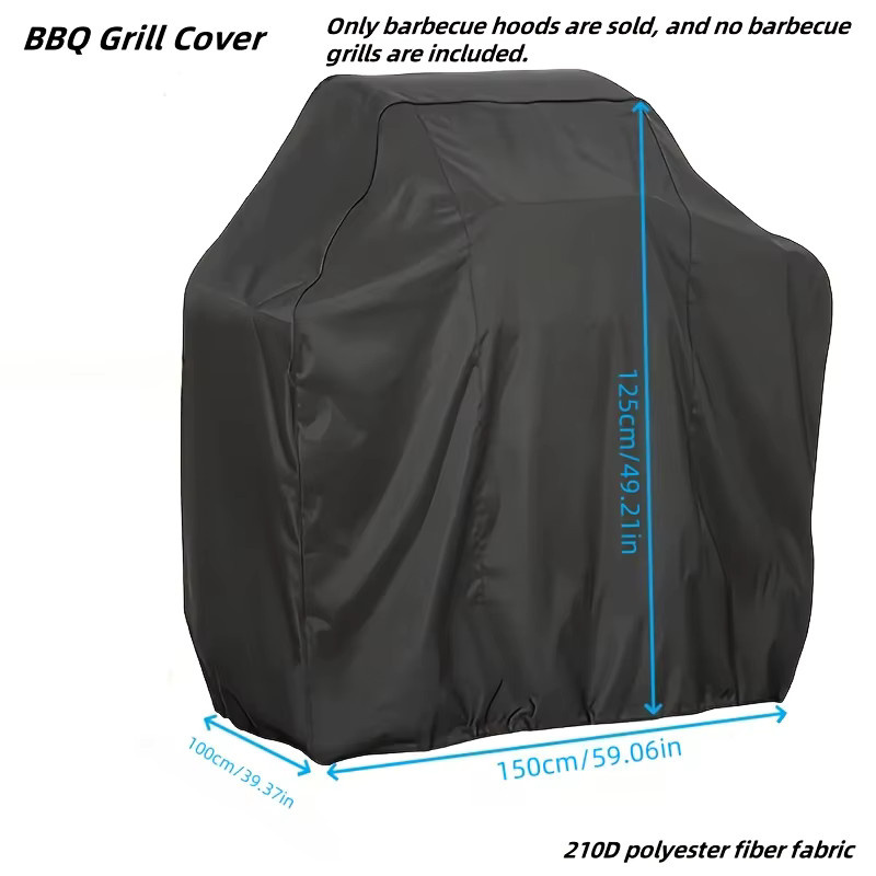 Grillabdeckung aus Polyester in Schwarz und Silber, Schutzhülle für Außengrills, B/T/H: 150 x 125 x 0 cm - Bild 4